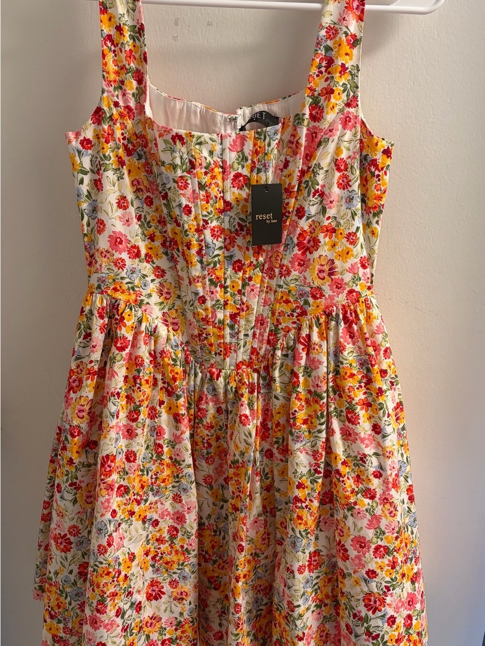 Reset by Jane Floral Sundress in White with Pink & Yellow Blooms